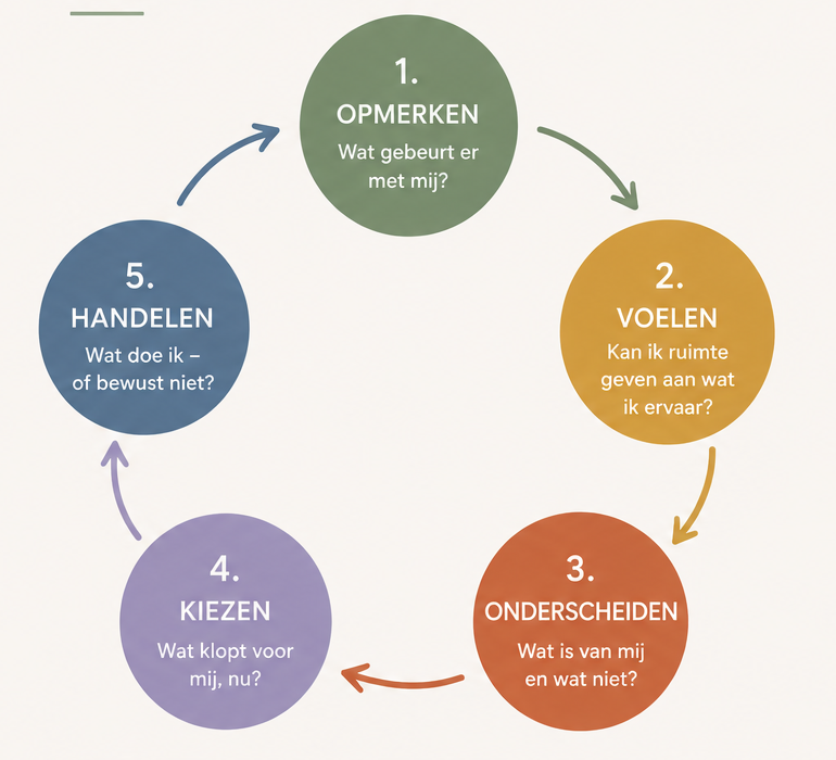 Het GoedVoelen-kompas: Opmerken, Voelen, Onderscheiden, Kiezen, Handelen